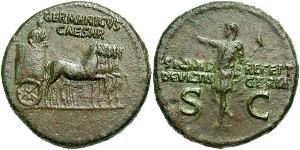 1 Dupondius Roman Empire (27BC-395) Orichalcum Germanicus (15 BC-19AD) 