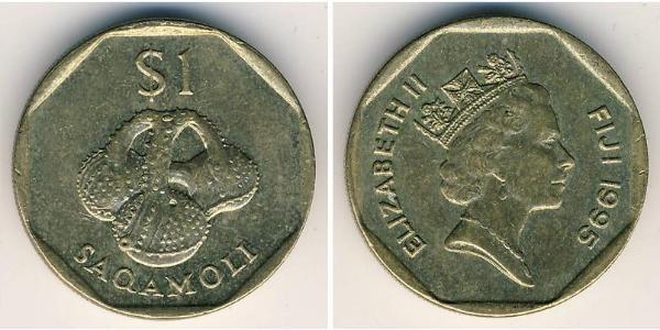 1 Dólar Fiyi Latón Isabel II (1926-2022)