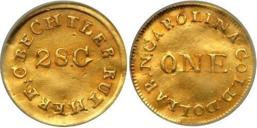1 Dólar Estados Unidos de América (1776 - ) Oro Christopher Bechtler (1782-1843)