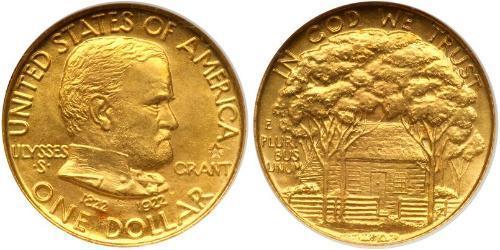 1 Dólar Estados Unidos de América (1776 - ) Oro Ulysses S. Grant (1822-1885)