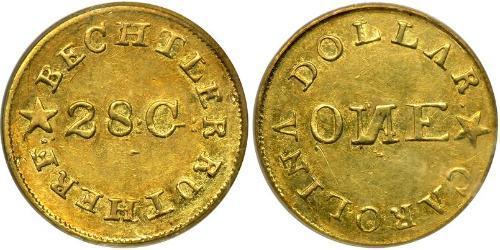 1 Dólar Estados Unidos de América (1776 - ) Oro Christopher Bechtler (1782-1843)