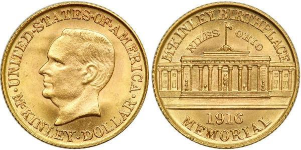 1 Dólar Estados Unidos de América (1776 - ) Oro William McKinley, Jr. (1843 - 1901)