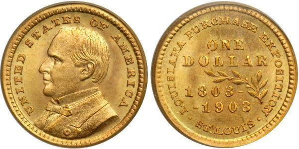 1 Dólar Estados Unidos de América (1776 - ) Oro William McKinley, Jr. (1843 - 1901)