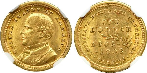 1 Dólar Estados Unidos de América (1776 - ) Oro William McKinley, Jr. (1843 - 1901)
