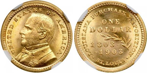 1 Dólar Estados Unidos de América (1776 - ) Oro William McKinley, Jr. (1843 - 1901)