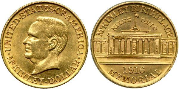 1 Dólar Estados Unidos de América (1776 - ) Oro William McKinley, Jr. (1843 - 1901)