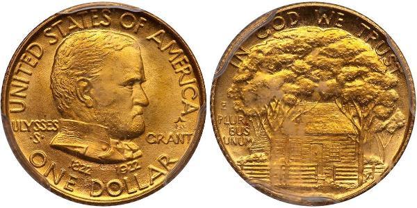 1 Dólar Estados Unidos de América (1776 - ) Oro Ulysses S. Grant (1822-1885)