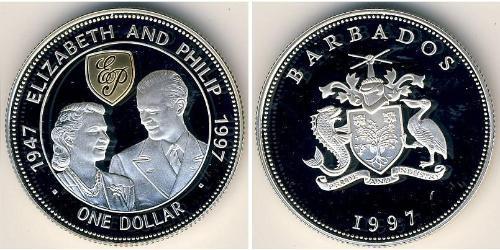 1 Dólar Barbados Plata 