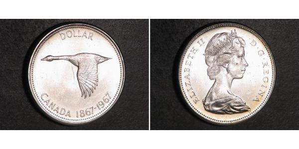 1 Dólar Canadá Plata Isabel II (1926-2022)