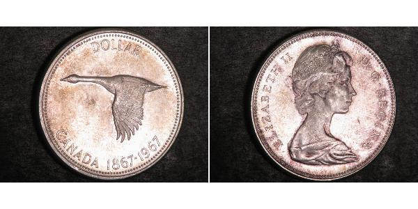 1 Dólar Canadá Plata Isabel II (1926-2022)