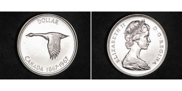 1 Dólar Canadá Plata Isabel II (1926-2022)