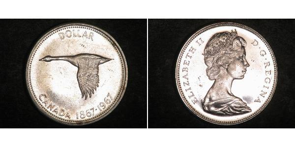 1 Dólar Canadá Plata Isabel II (1926-2022)