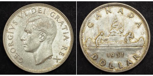 1 Dólar Canadá Plata Jorge VI (1895-1952)