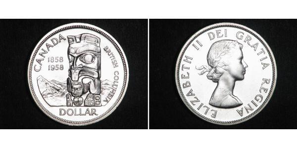 1 Dólar Canadá Plata Isabel II (1926-2022)