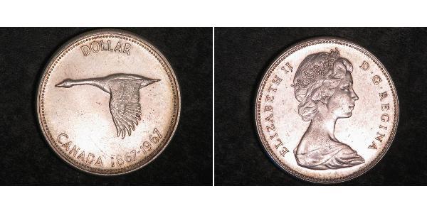 1 Dólar Canadá Plata Isabel II (1926-2022)