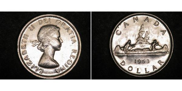 1 Dólar Canadá Plata Isabel II (1926-2022)