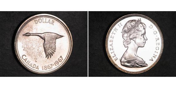 1 Dólar Canadá Plata Isabel II (1926-2022)