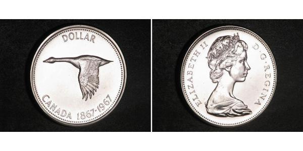 1 Dólar Canadá Plata Isabel II (1926-2022)