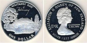 1 Dólar Nueva Zelanda Plata Isabel II (1926-2022)