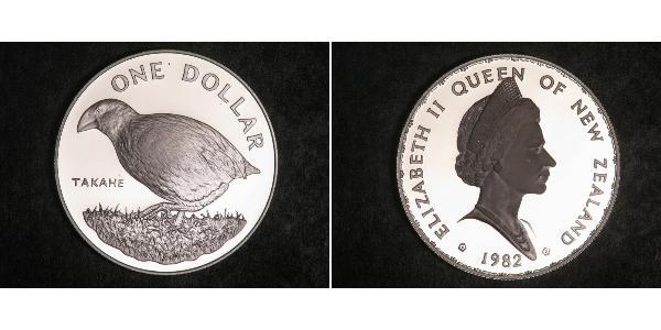 1 Dólar Nueva Zelanda Plata Isabel II (1926-2022)