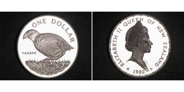 1 Dólar Nueva Zelanda Plata Isabel II (1926-2022)