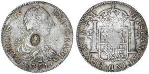 1 Dólar / 8 Real Reino Unido de Gran Bretaña e Irlanda (1801-1922) / Virreinato de Nueva España (1519 - 1821) Plata Carlos IV de España (1748-1819) / Jorge III (1738-1820)