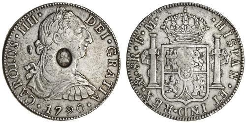 1 Dólar / 8 Real Reino Unido de Gran Bretaña e Irlanda (1801-1922) / Virreinato de Nueva España (1519 - 1821) Plata Carlos IV de España (1748-1819) / Jorge III (1738-1820)