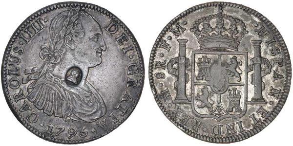 1 Dólar / 8 Real Reino Unido de Gran Bretaña e Irlanda (1801-1922) / Virreinato de Nueva España (1519 - 1821) Plata Carlos IV de España (1748-1819) / Jorge III (1738-1820)