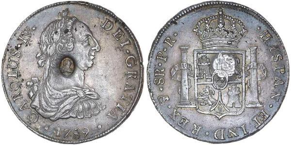 1 Dólar / 8 Real Reino Unido de Gran Bretaña e Irlanda (1801-1922) / Virreinato de Nueva España (1519 - 1821) Plata Carlos IV de España (1748-1819) / Jorge III (1738-1820)