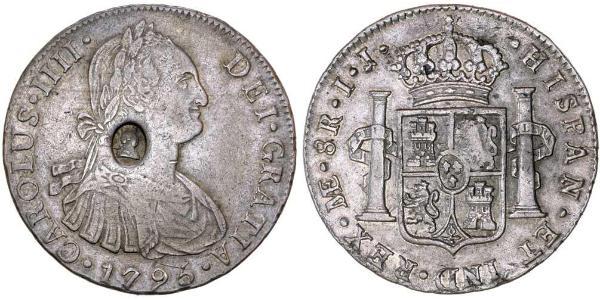 1 Dólar / 8 Real Reino Unido de Gran Bretaña e Irlanda (1801-1922) / Virreinato de Nueva España (1519 - 1821) Plata Carlos IV de España (1748-1819) / Jorge III (1738-1820)