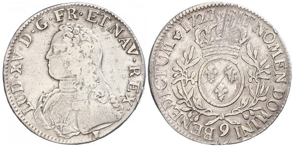 1 Ecu Kingdom of France (843-1791) Argent Louis XV de France (1710-1774)