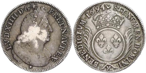 1 Ecu Kingdom of France (843-1791) Argent Louis XIV de France (1638-1715)