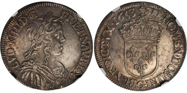 1 Ecu Francia Argento Luigi XIV di Francia (1638-1715)