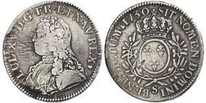 1 Ecu Francia medioevale (843-1791) Argento Luigi XV di Francia (1710-1774)