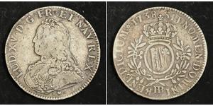 1 Ecu Francia medioevale (843-1791) Argento Luigi XV di Francia (1710-1774)