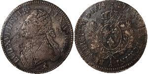 1 Ecu Francia medioevale (843-1791) Argento Luigi XVI di Francia (1754 - 1793)