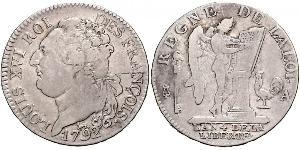 1 Ecu Francia medioevale (843-1791) Argento Luigi XVI di Francia (1754 - 1793)