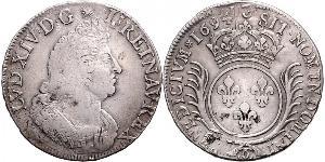 1 Ecu Francia medioevale (843-1791) Argento Luigi XIV di Francia (1638-1715)