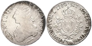 1 Ecu Francia medioevale (843-1791) Argento Luigi XVI di Francia (1754 - 1793)