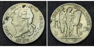 1 Ecu Francia medioevale (843-1791) Argento Luigi XVI di Francia (1754 - 1793)