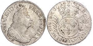 1 Ecu Francia medioevale (843-1791) Argento Luigi XIV di Francia (1638-1715)