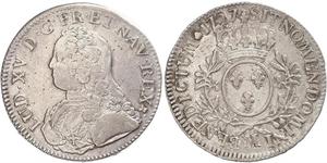 1 Ecu Francia medioevale (843-1791) Argento Luigi XV di Francia (1710-1774)