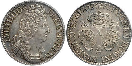 1 Ecu Francia medioevale (843-1791) Argento Luigi XIV di Francia (1638-1715)