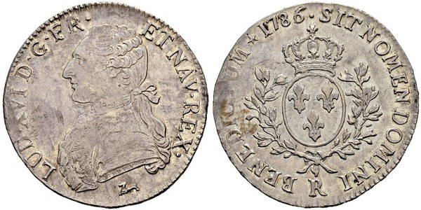 1 Ecu Francia medioevale (843-1791) Argento Luigi XVI di Francia (1754 - 1793)