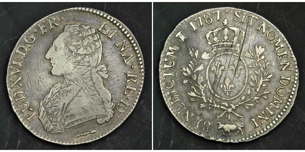 1 Ecu Francia medioevale (843-1791) Argento Luigi XVI di Francia (1754 - 1793)