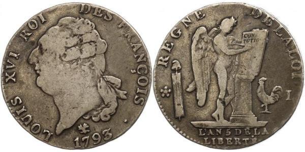 1 Ecu Francia medioevale (843-1791) Argento Luigi XVI di Francia (1754 - 1793)