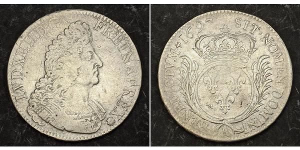 1 Ecu Francia medioevale (843-1791) Argento Luigi XIV di Francia (1638-1715)