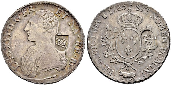 1 Ecu Francia medioevale (843-1791) Argento Luigi XVI di Francia (1754 - 1793)