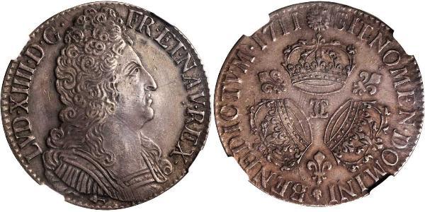 1 Ecu Francia medioevale (843-1791) Argento Luigi XIV di Francia (1638-1715)