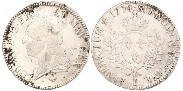 1 Ecu Francia medioevale (843-1791) Argento Luigi XV di Francia (1710-1774)